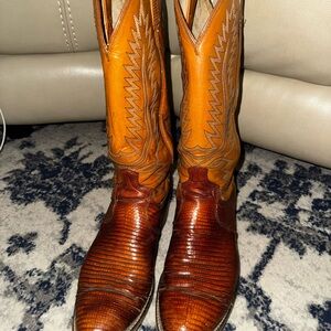 Vintage Dan Post P2071 Winston Lizard Skin Western Boots Men's 10B Made in USA